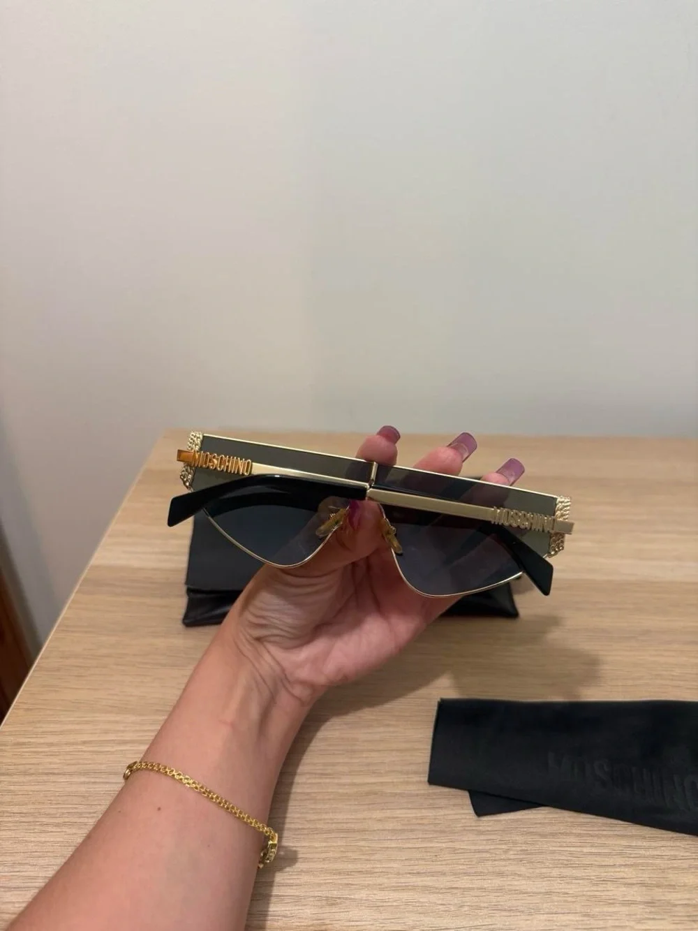 Moschino purple & Gold Logo Bar Sunglasses